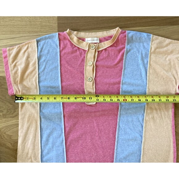 Lovely Melody Playful Pastel Top Vertical Color Blocking Patchwork L Soft Girl - Picture 10 of 13